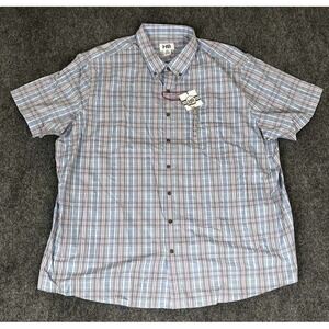 NWT Harbor Bay 3XL Plaid Dress Casual Men's Shirt Blue Red Black Striped